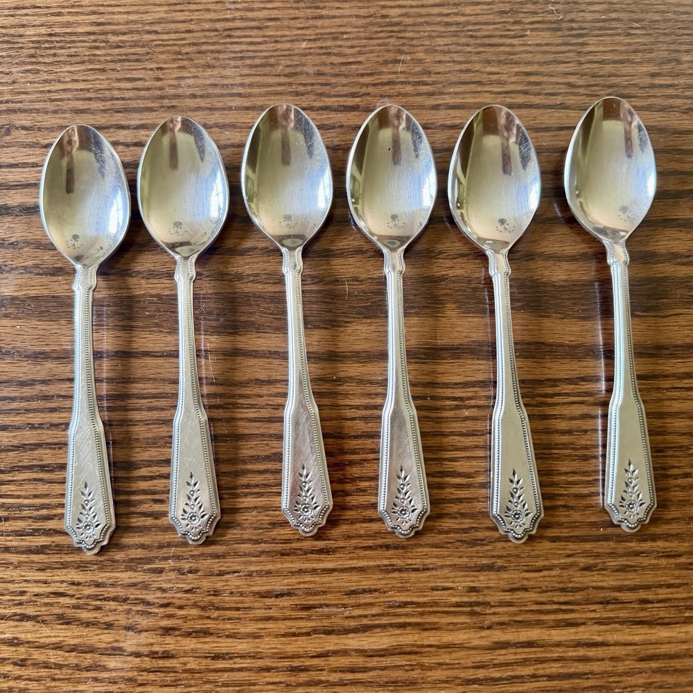 Vtg Rogers "NORCREST BRENTWOOD" by Stanley Roberts Stainless Teaspoons Set of 6